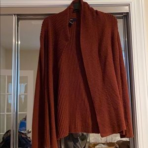 rust red cardigan